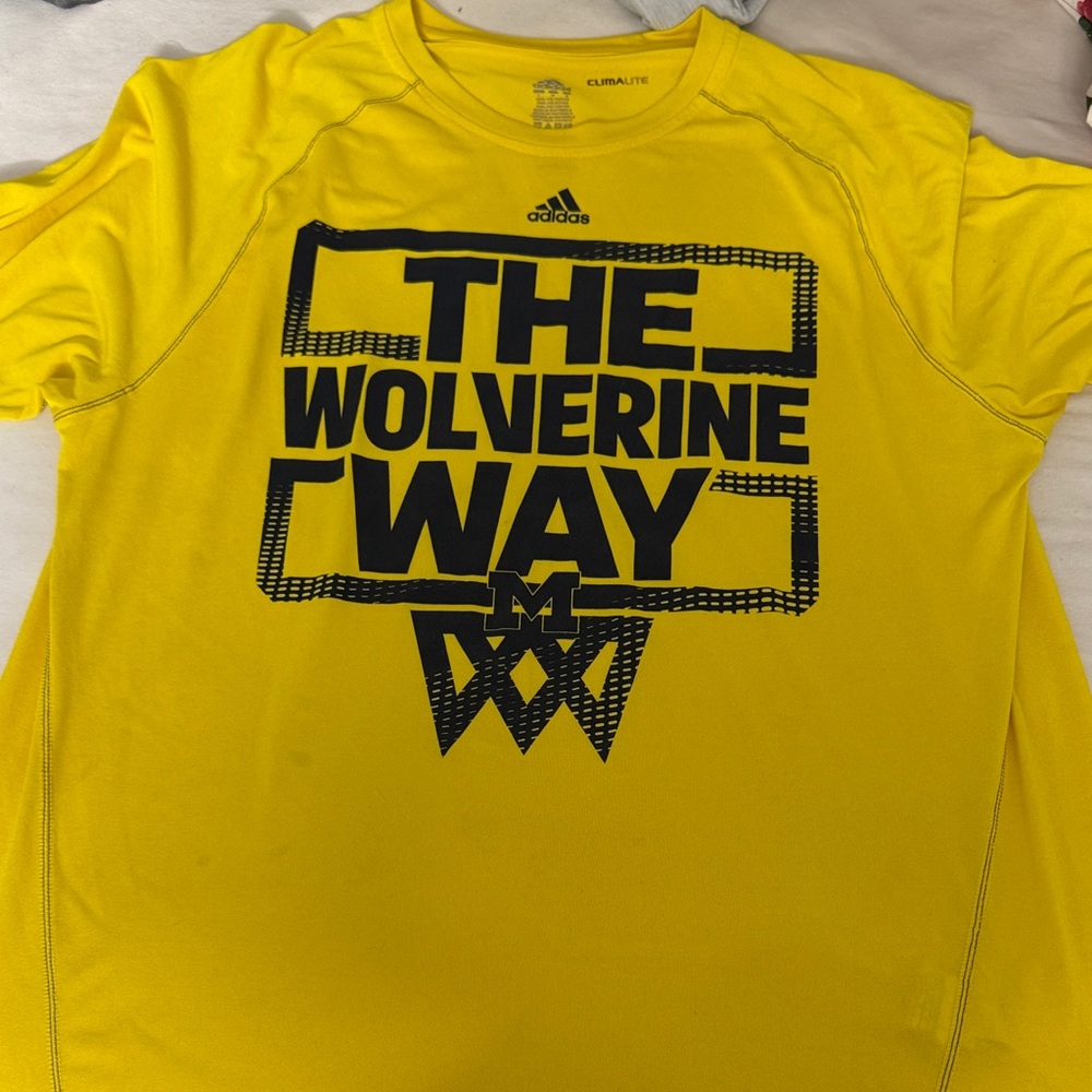 Adidas Climalite Yellow Tee with Navy Graphic